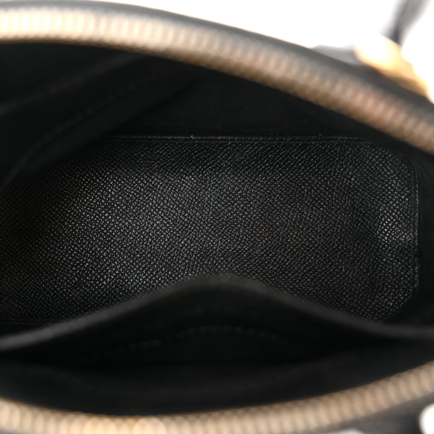 Signature Grained Calfskin XXS Ville Top Handle Bag Black White