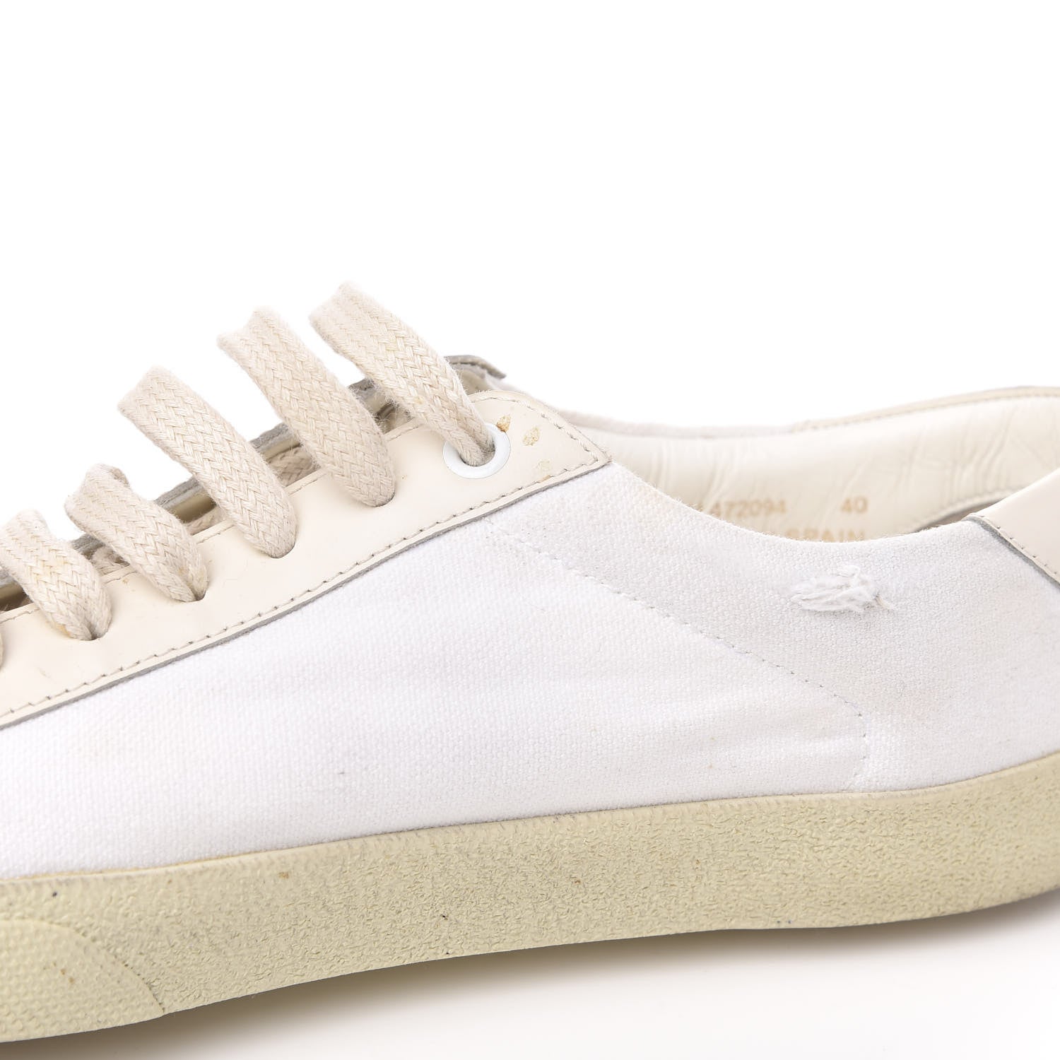 Saint Laurent Distressed Canvas Court Classic Sneakers 40 White 10 of 10