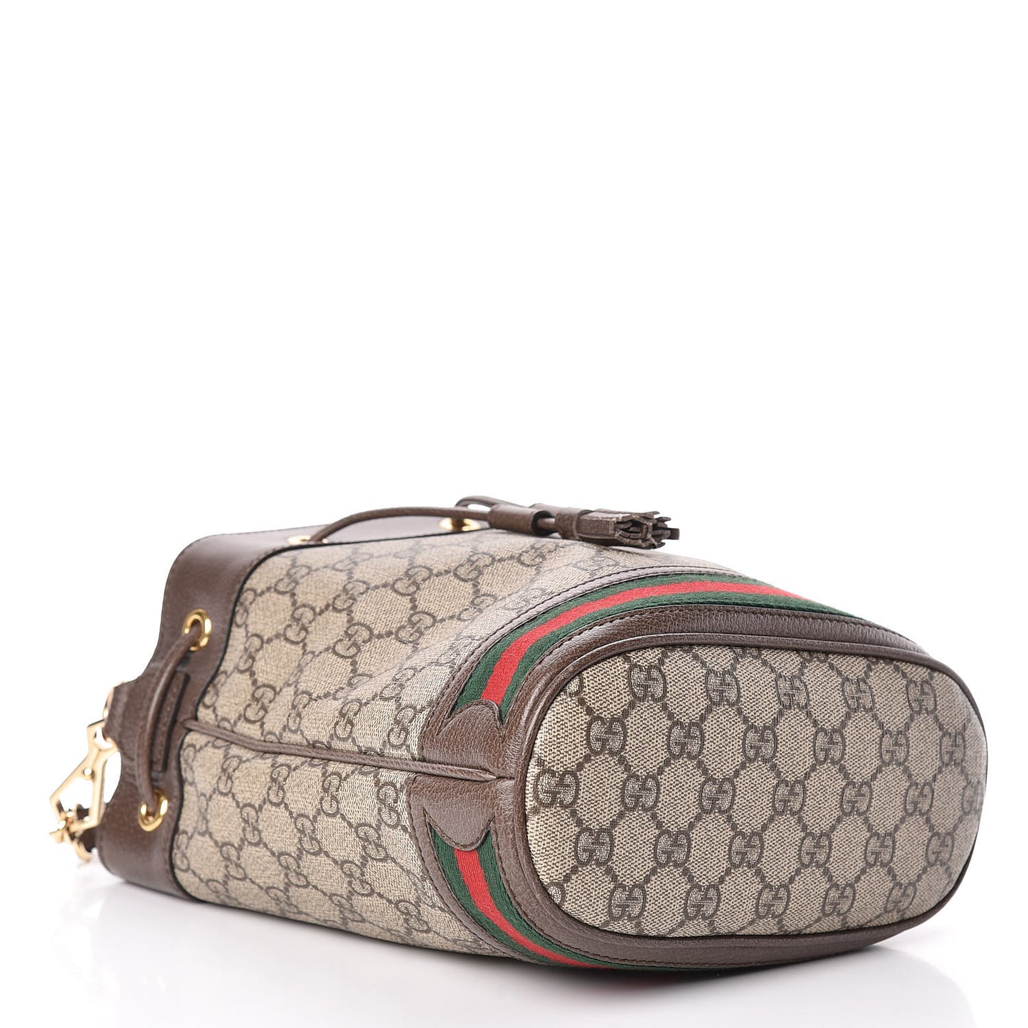 GG Supreme Monogram Web Small Ophidia Bucket Bag Brown