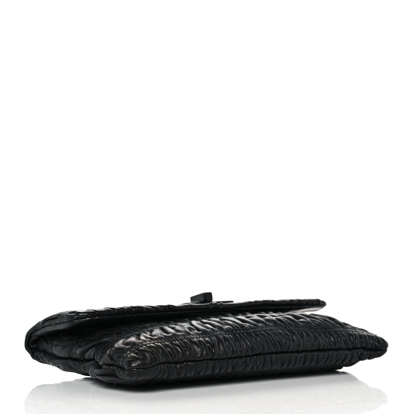Nappa Gaufre Wristlet Clutch Black