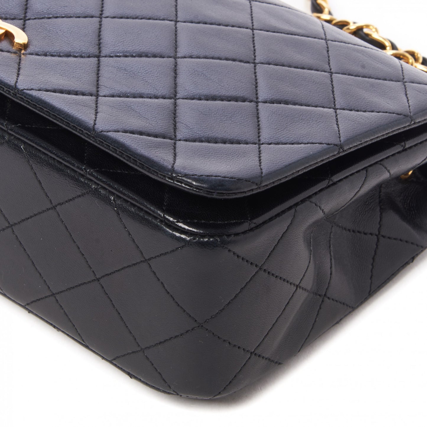 Lambskin Quilted Small Single Flap Black