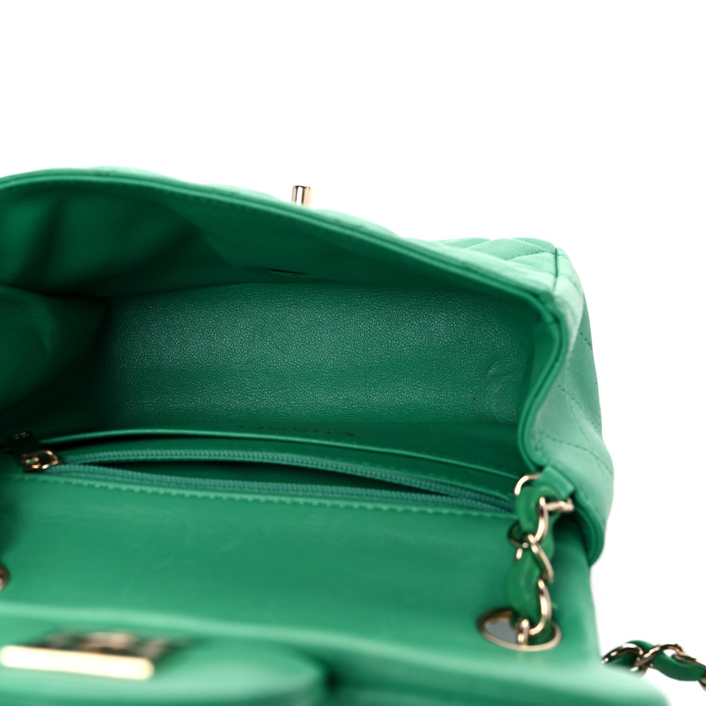 Lambskin Quilted Mini Square Flap Green