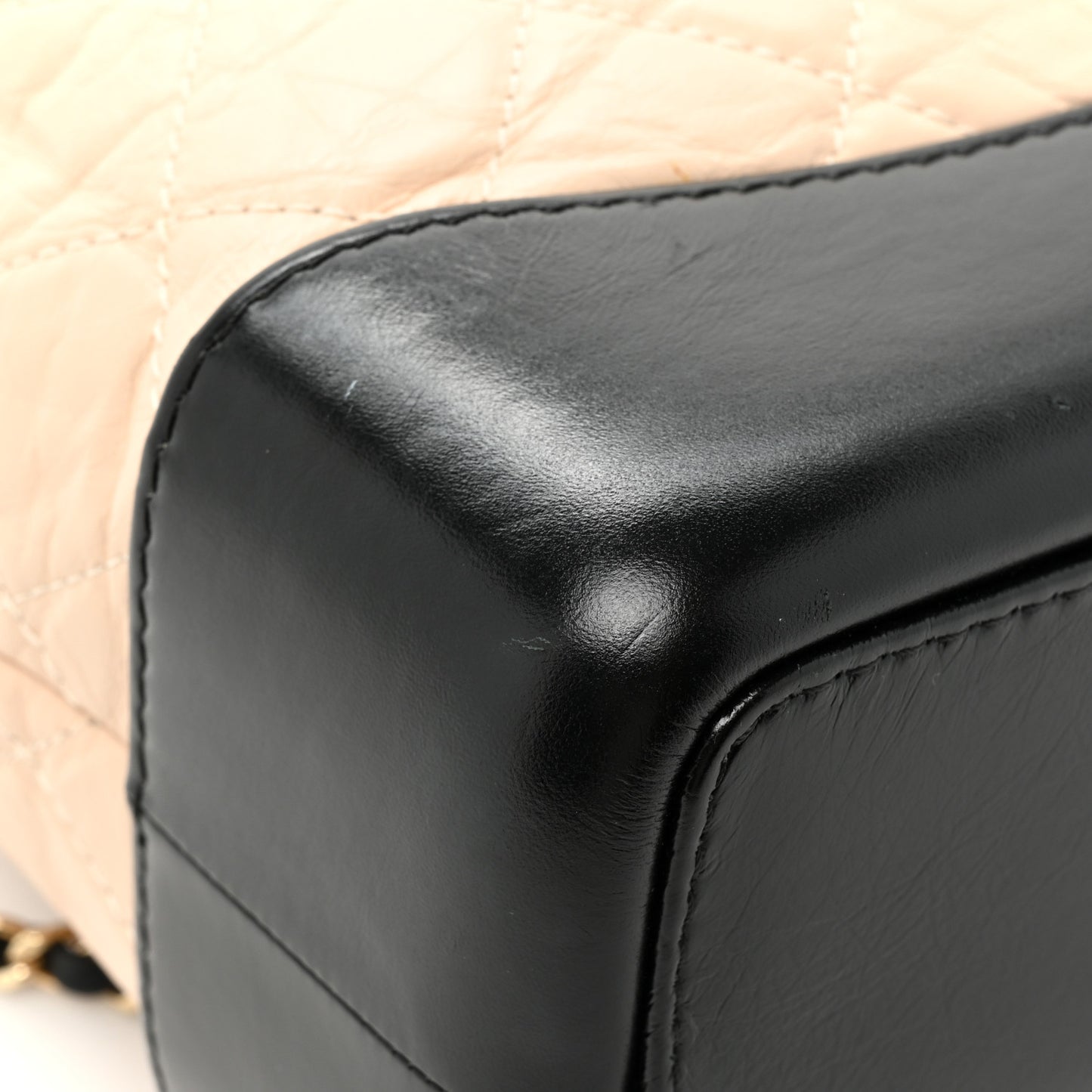 Aged Calfskin Quilted Small Gabrielle Backpack Beige Black