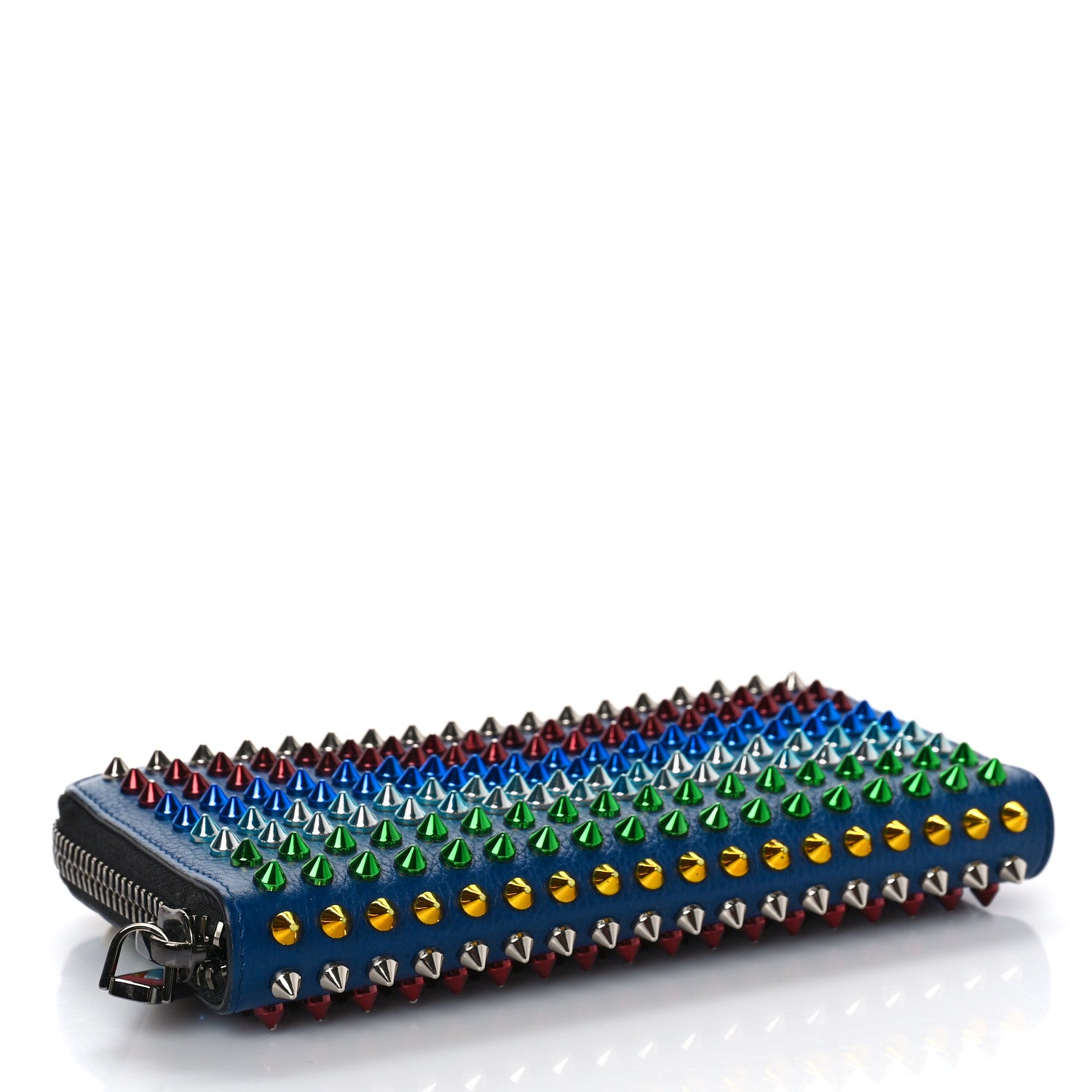 Christian Louboutin Calfskin Paris Panettone Spiked Zip Around Wallet Multicolor 4 of 12
