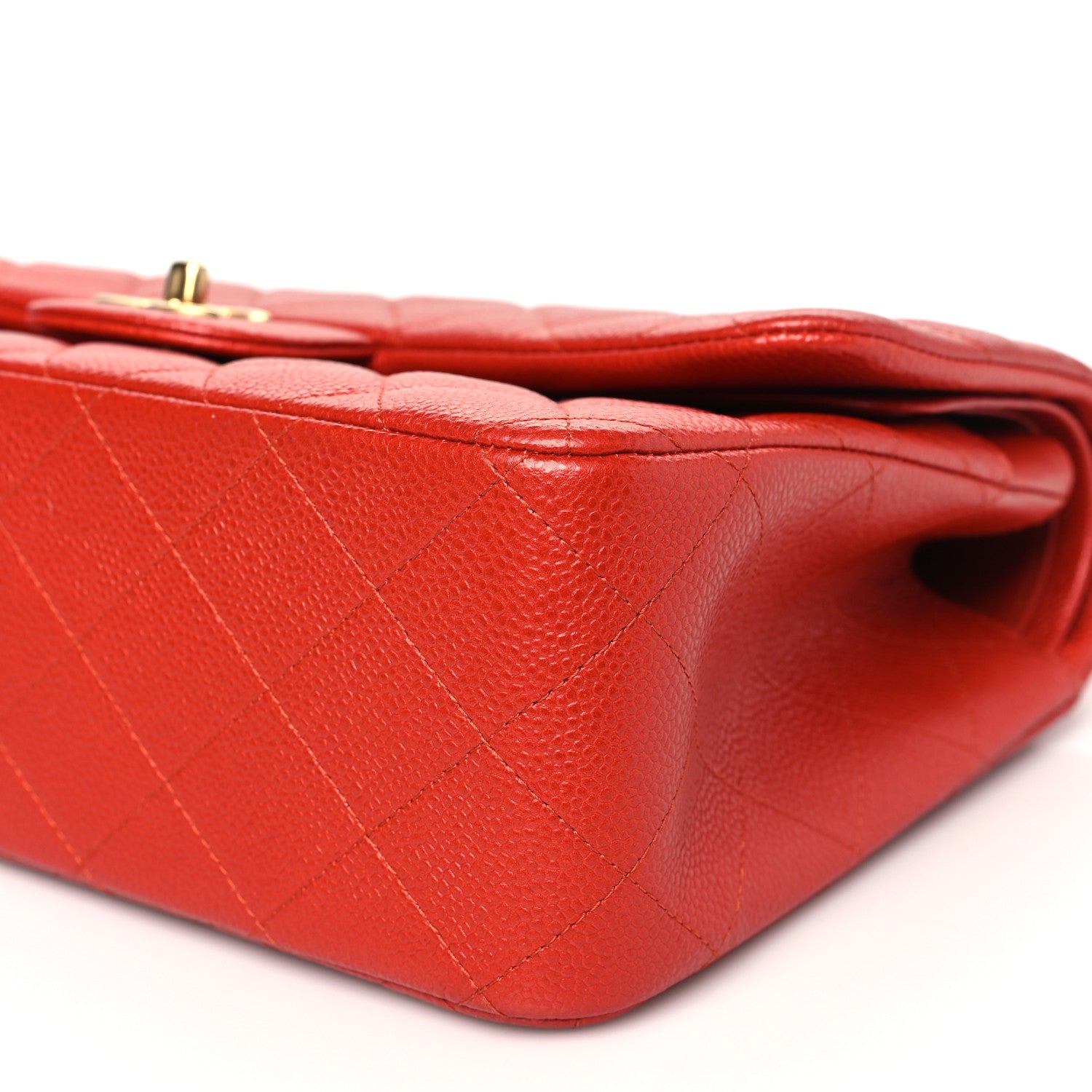 Chanel Pearly Caviar Quilted Jumbo Double Flap Orange 10 of 11