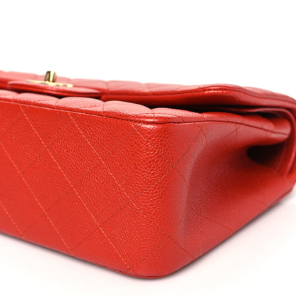 Chanel Pearly Caviar Quilted Jumbo Double Flap Orange 10 of 11