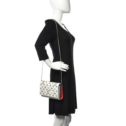 Christian Louboutin Grained Calfskin Spikes Loubinthesky Paloma Wallet On Chain White 2 of 11