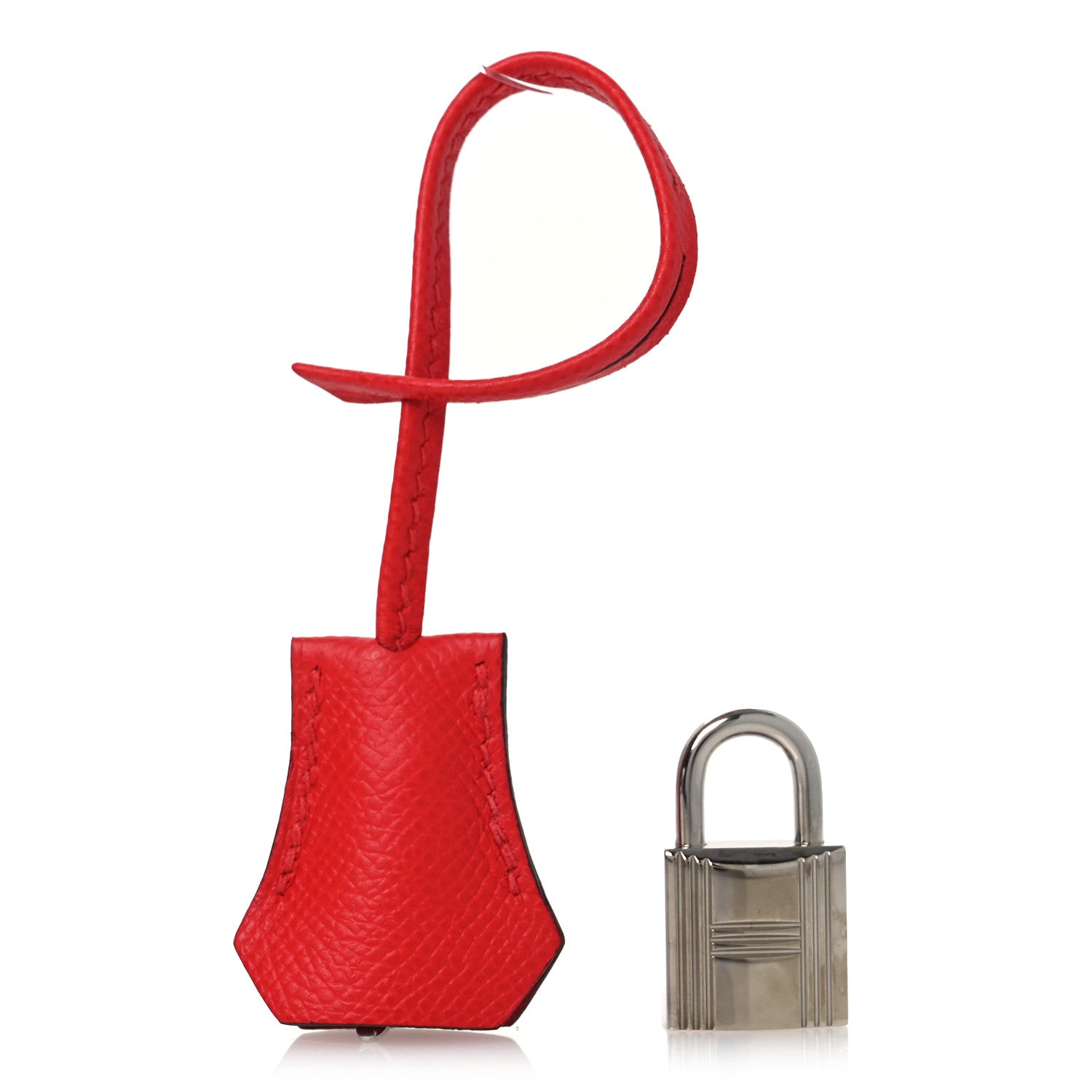 Hermes Epsom Lock and Key Clochette Set  Rouge De Cour 1 of 5