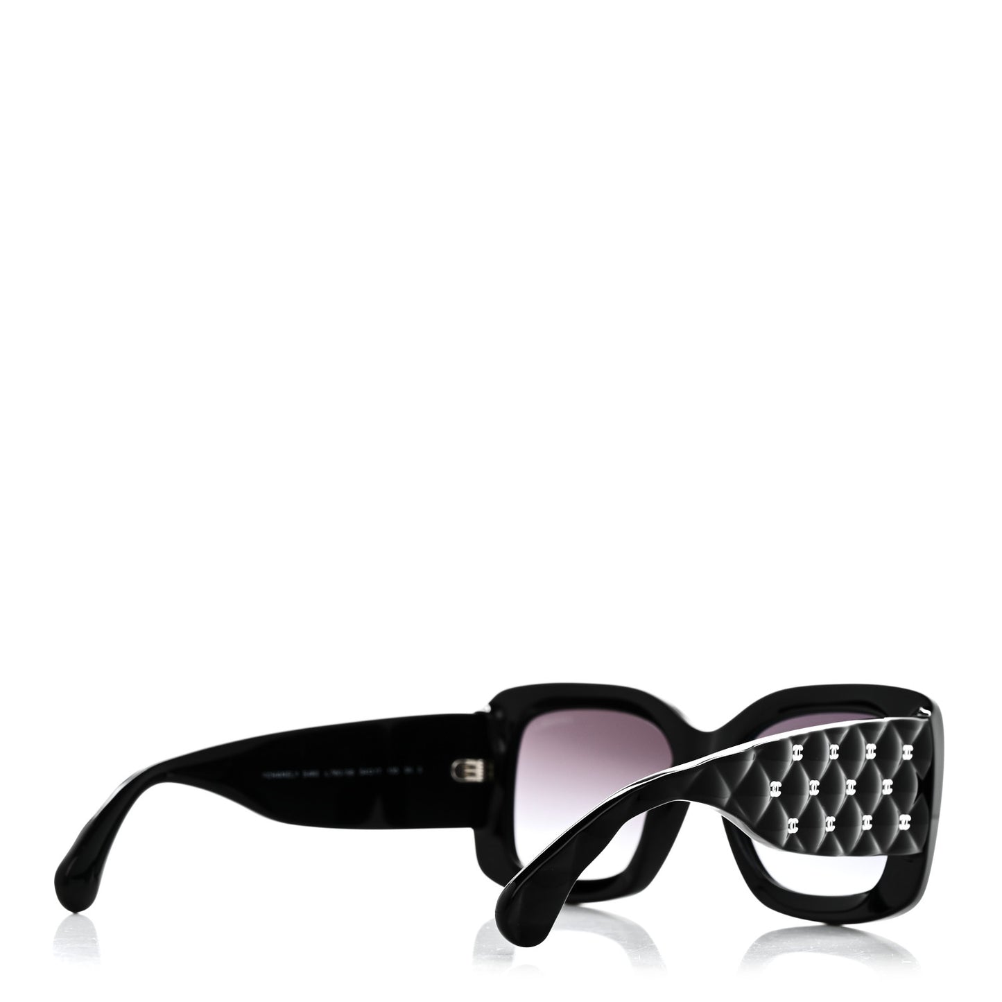 Acetate Quilted CC Rectangle Sunglasses 5483-A Black