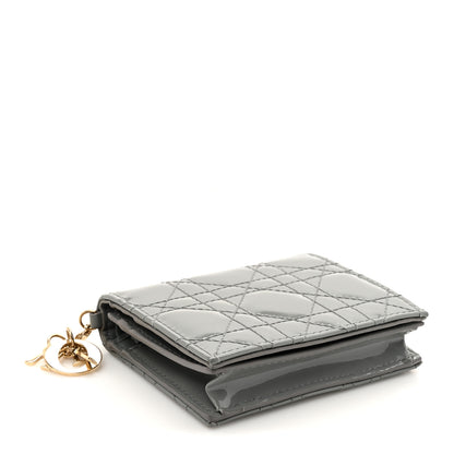 Christian Dior Patent Cannage Mini Lady Dior Wallet Grey 4 of 10