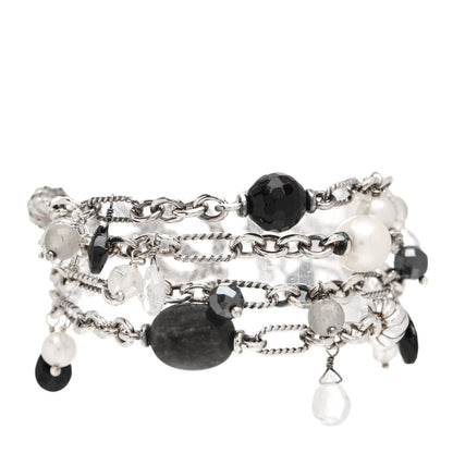 David Yurman Sterling Silver Pearl Hematine Agate Moonstone Bijoux Multi Strand Bracelet 1 of 4