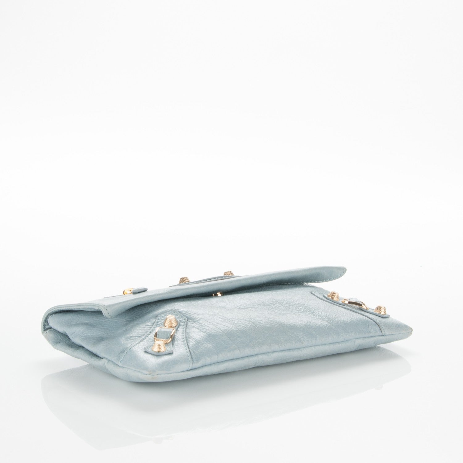 Balenciaga Agneau Giant 12 Gold Hardware Envelope Clutch Bleu Acier 5 of 8