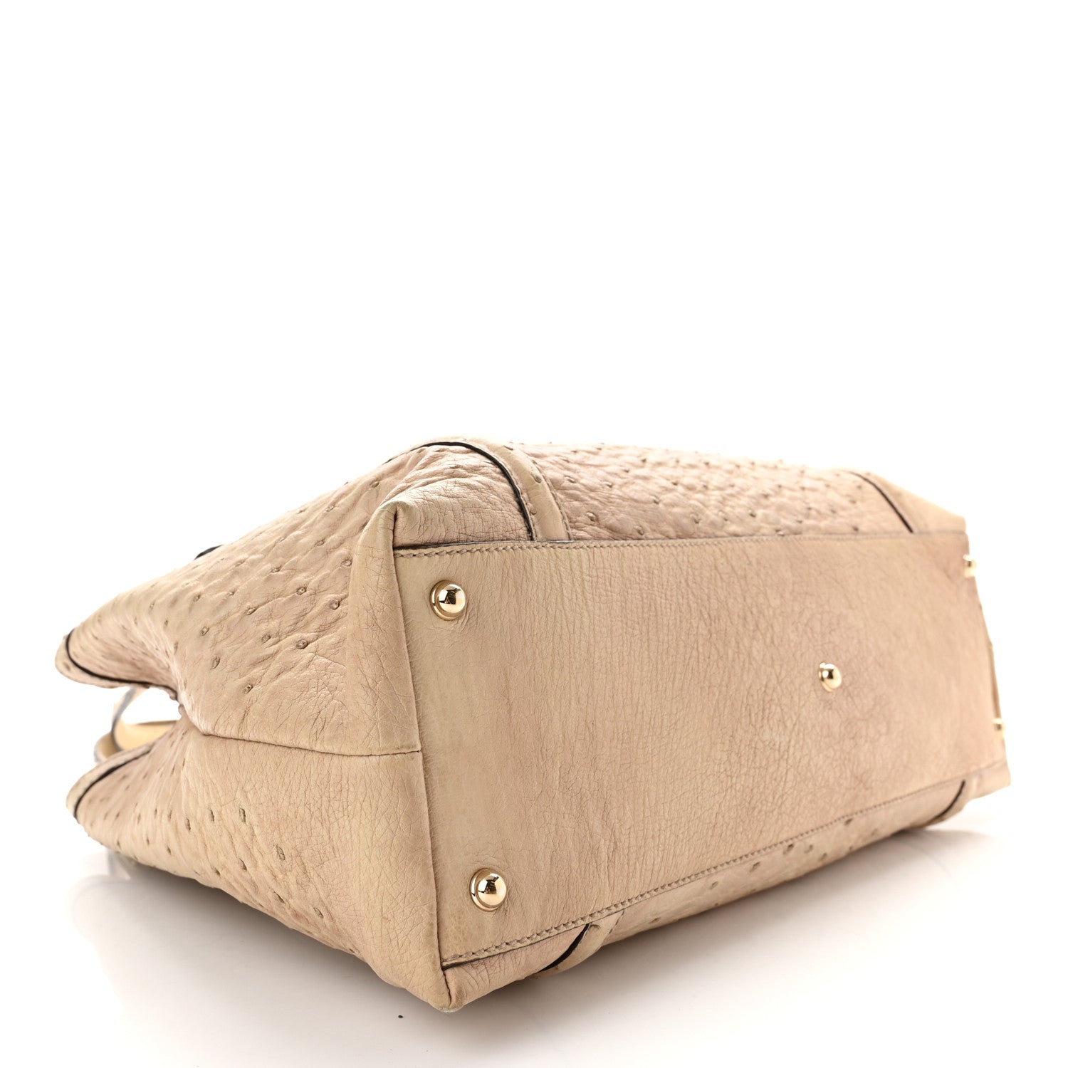 Gucci Ostrich Medium Britt Tote Beige 4 of 10