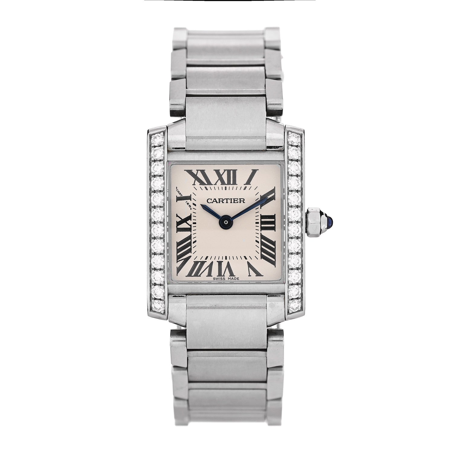 Cartier Stainless Steel Diamond Bezel 20mm Tank Francaise Quartz Watch 1 of 5