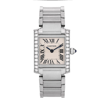 Cartier Stainless Steel Diamond Bezel 20mm Tank Francaise Quartz Watch 1 of 5