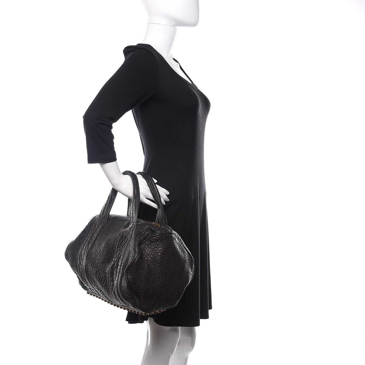 Pebbled Lambskin Rocco Black Antique Brass Hardware