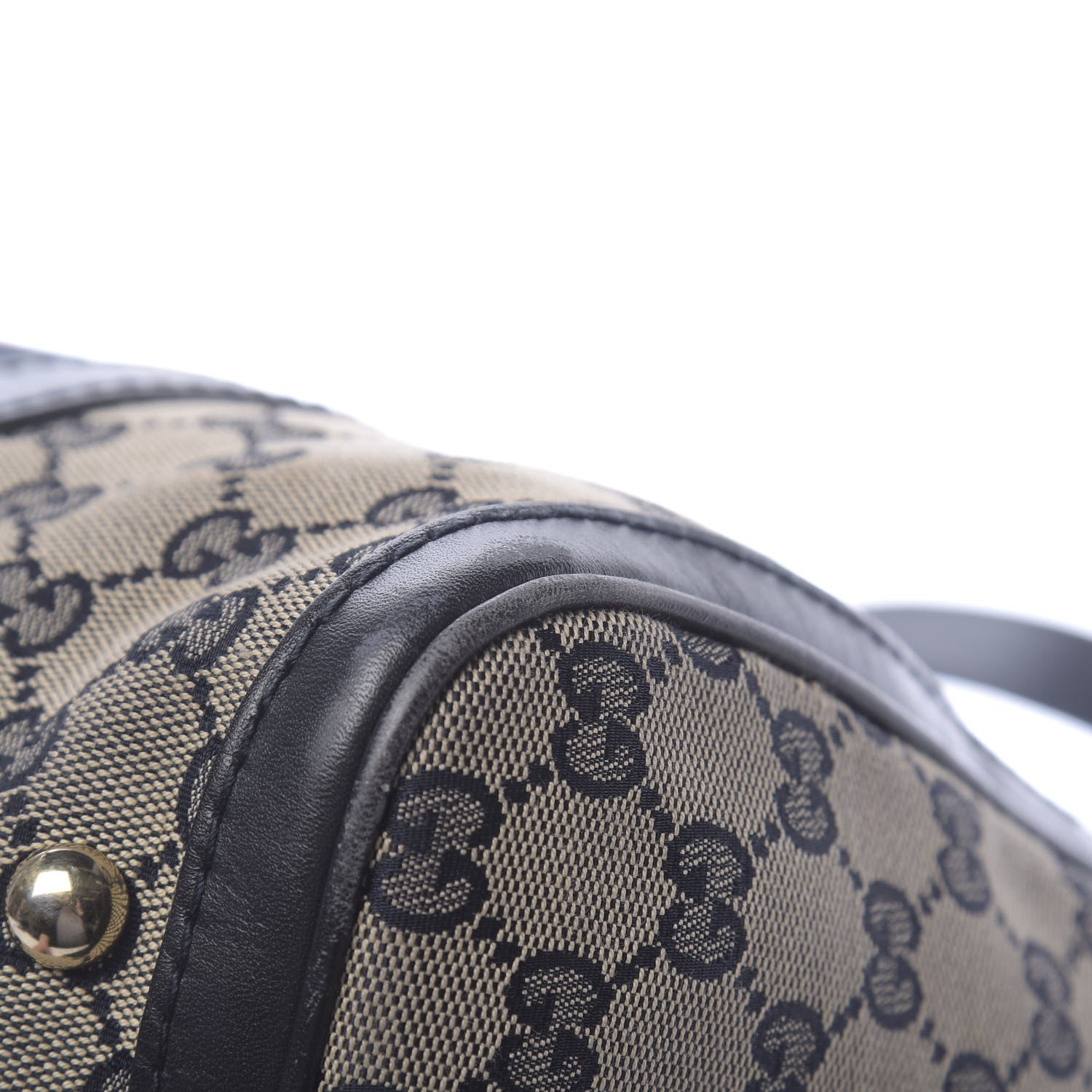 Gucci Monogram Selleria Calfskin Vintage Web Medium Boston Beige Blue 16 of 20