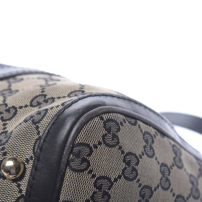 Gucci Monogram Selleria Calfskin Vintage Web Medium Boston Beige Blue 16 of 20