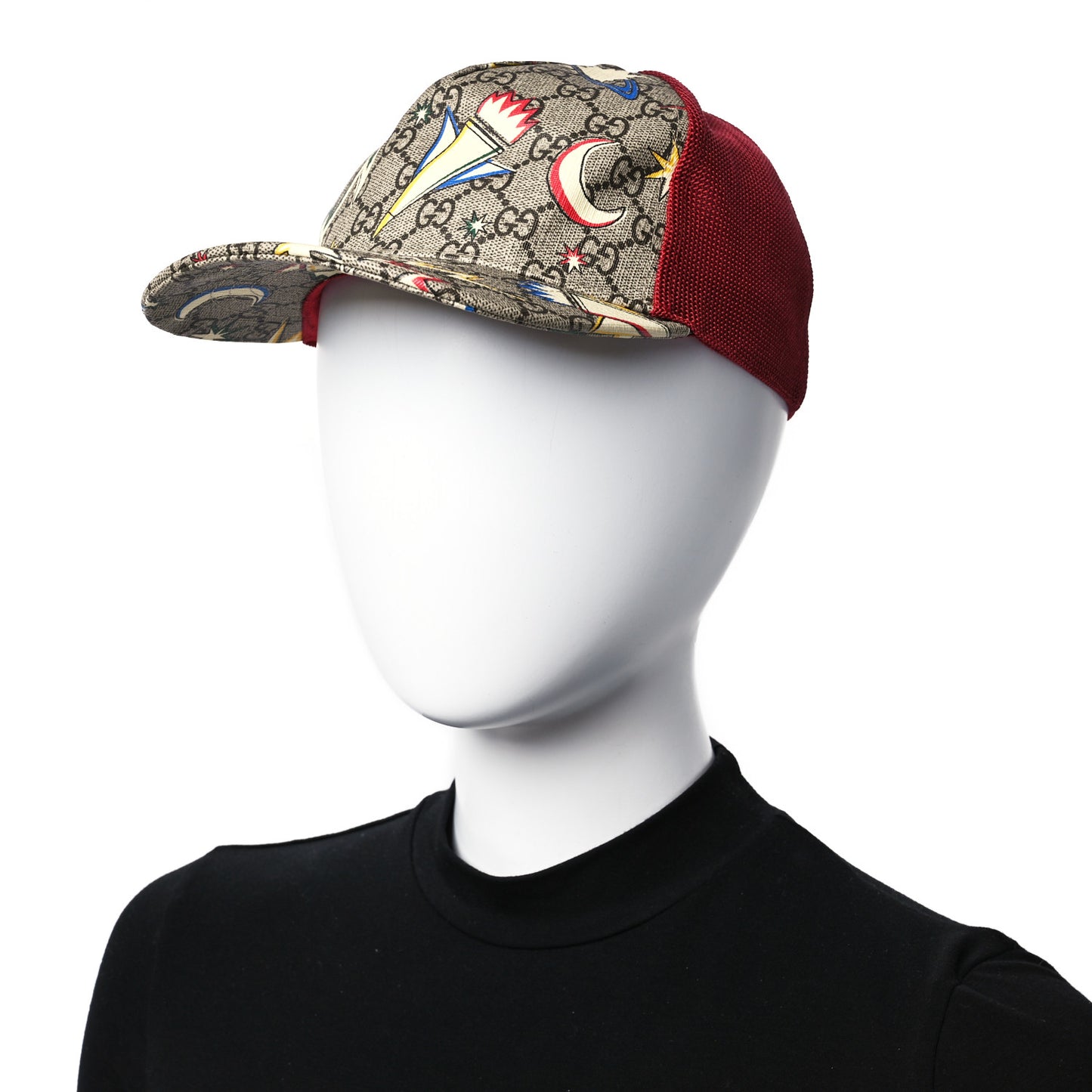 GG Supreme Monogram Childrens Space Print Baseball Hat Red