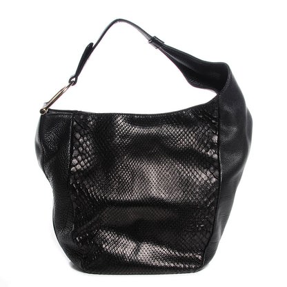 Gucci Python Leather Medium Greenwich Shoulder Bag Black 1 of 7