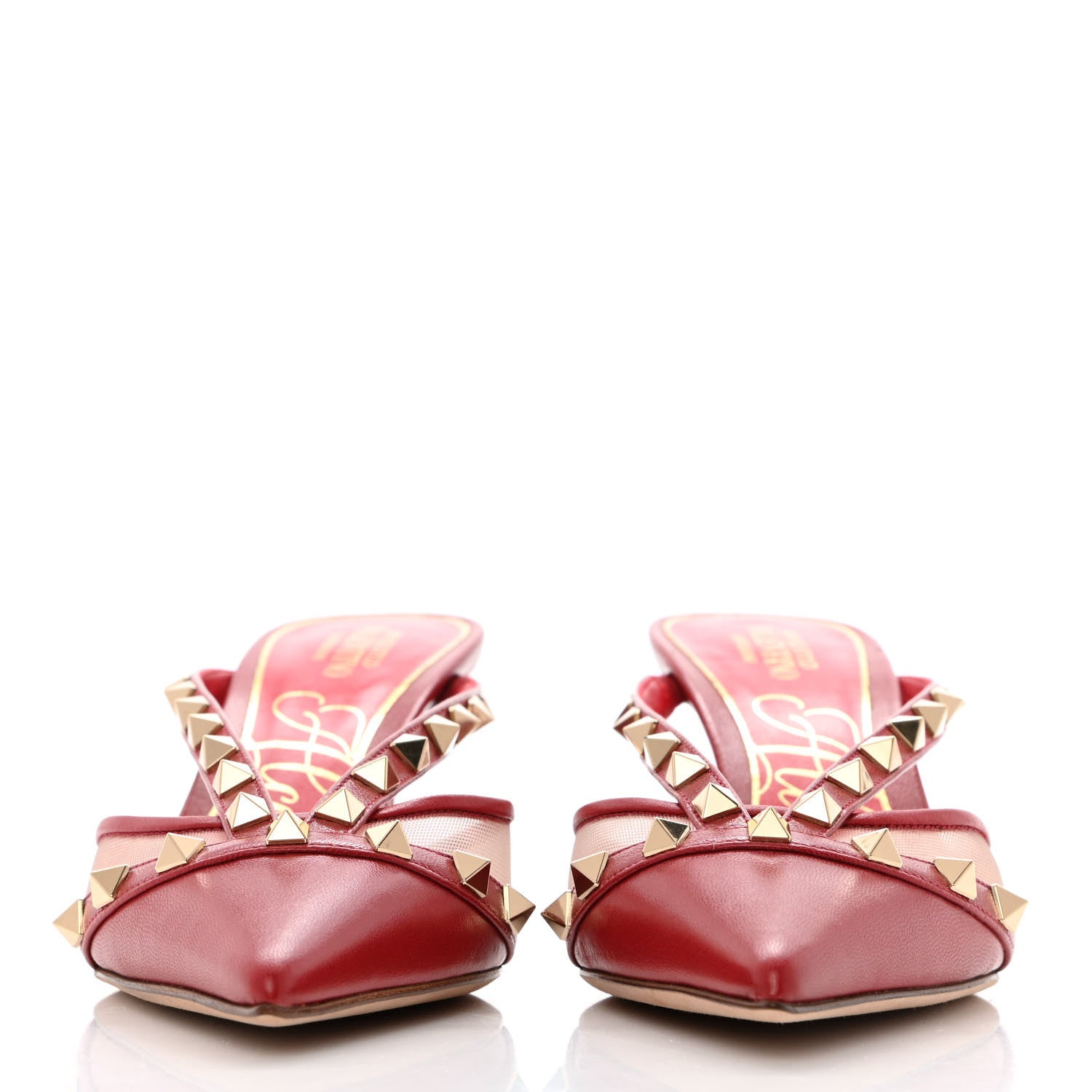 Valentino Garavani Calfskin Mesh Rockstud Alcove 60mm Mules 37.5 Rosso Valentino 2 of 8