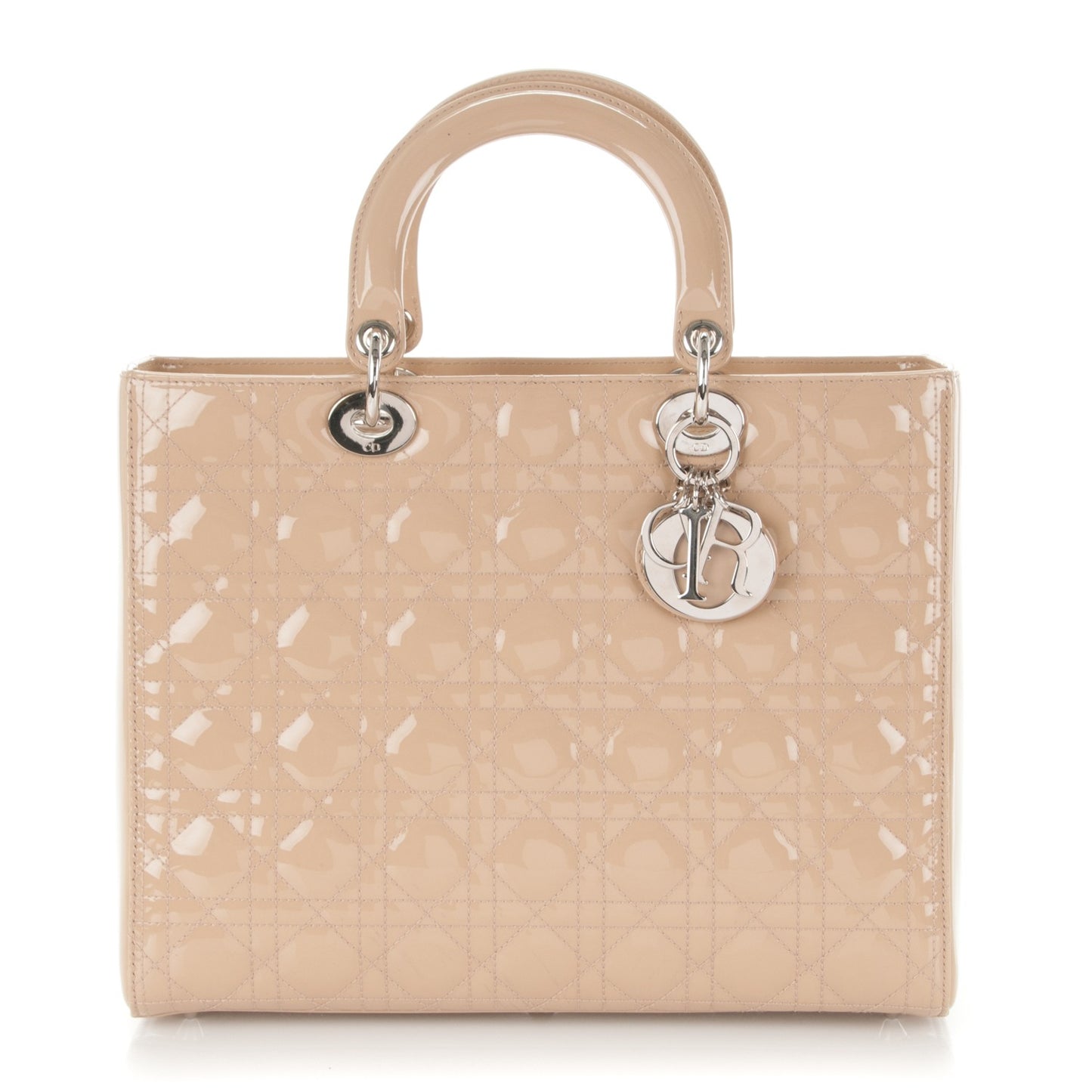 Patent Cannage Large Lady Dior Beige