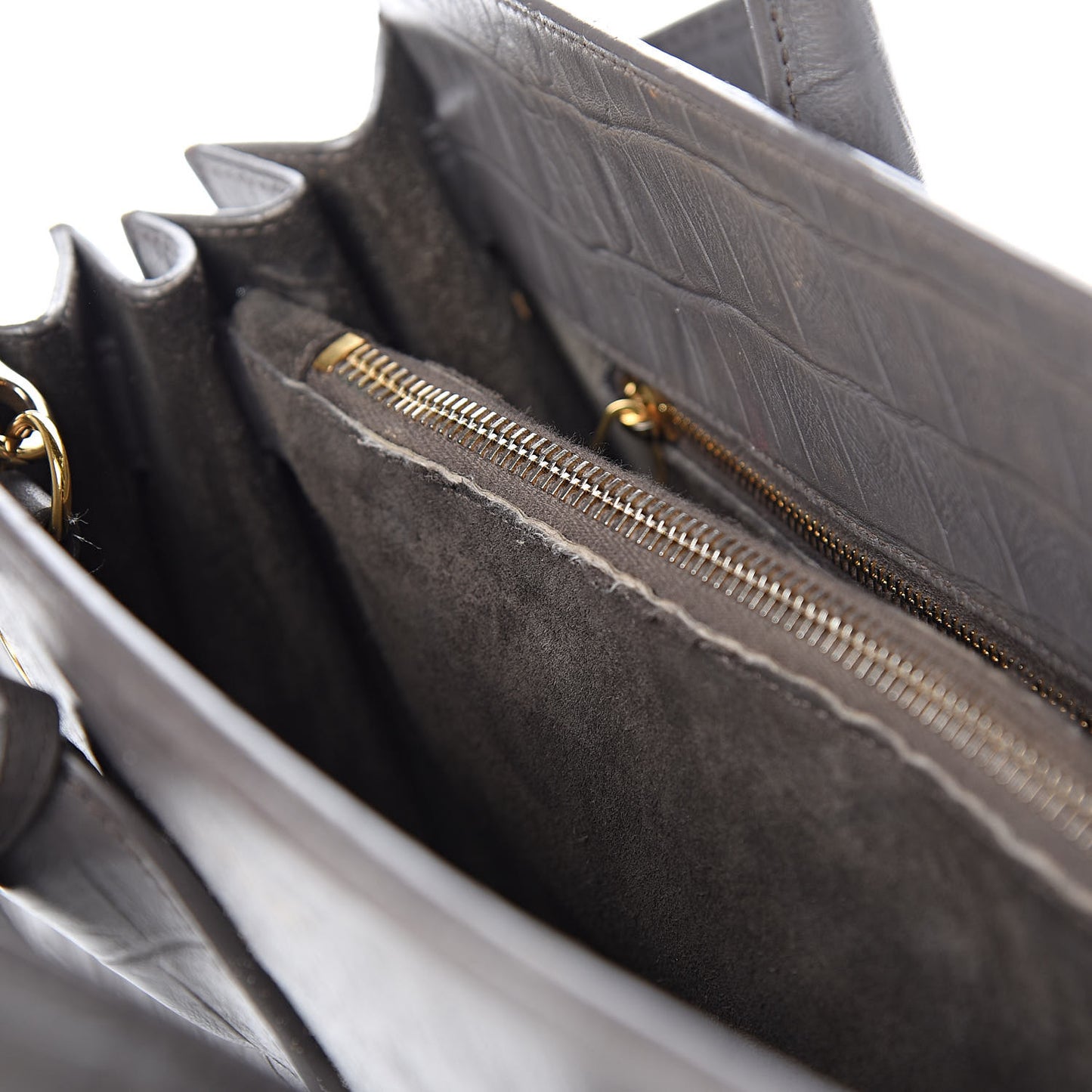 Calfskin Crocodile Embossed Small Sac De Jour Fog