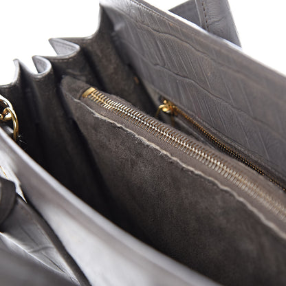 Saint Laurent Calfskin Crocodile Embossed Small Sac De Jour Fog 5 of 17