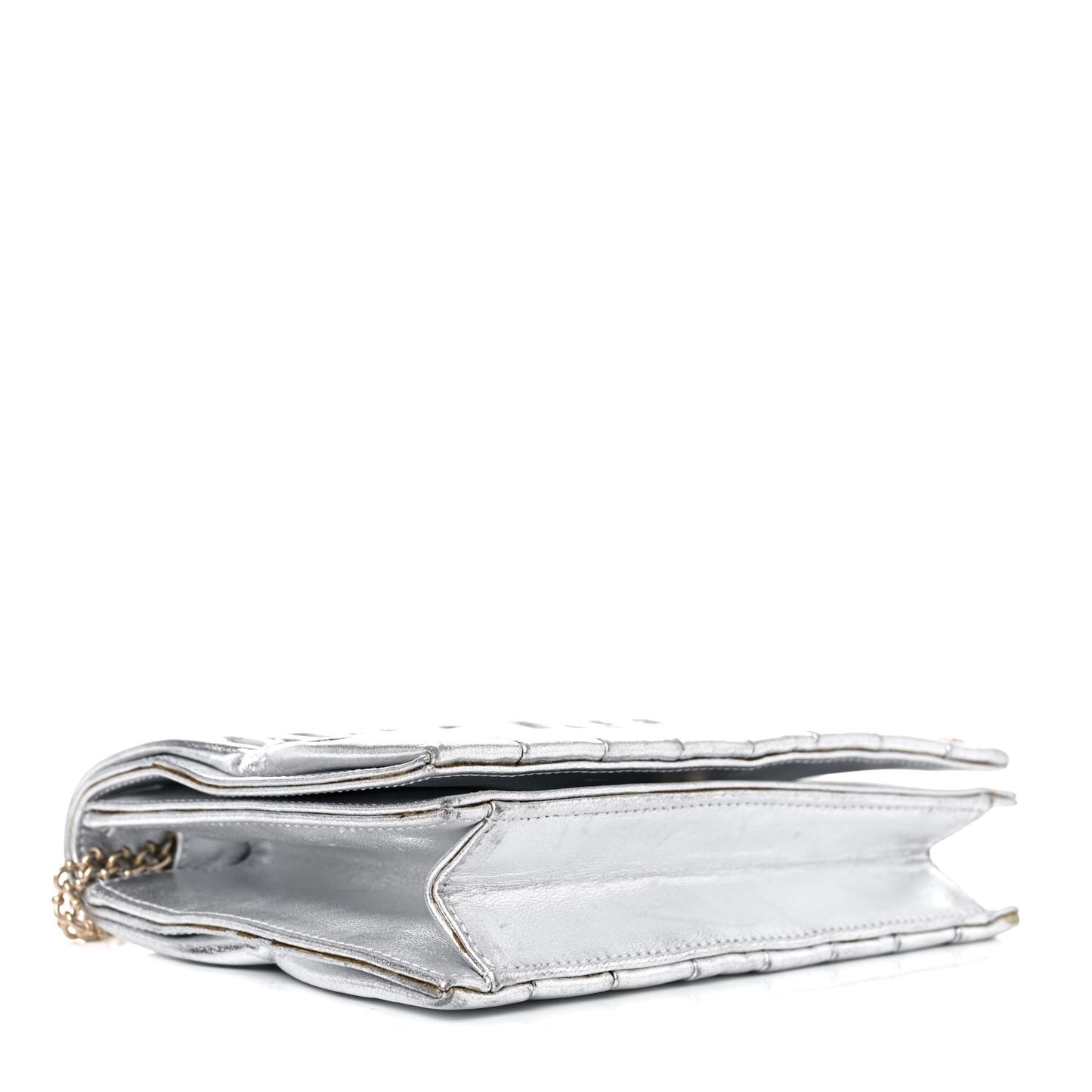 Metallic Lambskin Sac Pochette Argent