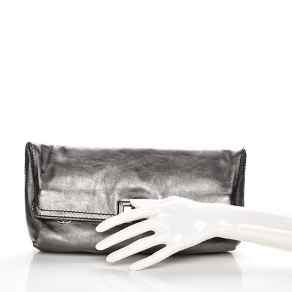 Lanvin Metallic Lame Happy Clutch Gunmetal 3 of 12