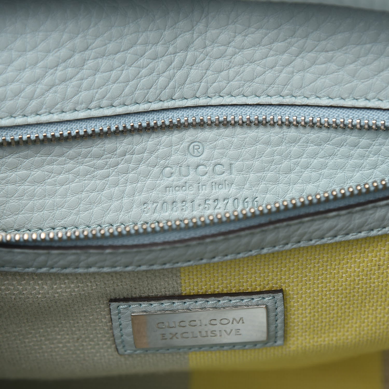 Gucci Pebbled Calfskin Small Bamboo Daily Top Handle Bag Pastel Blue 6 of 8