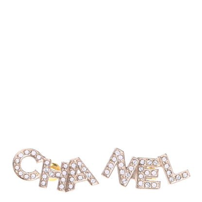 Chanel Crystal Pearl Signature Stud Earrings Gold 1 of 4