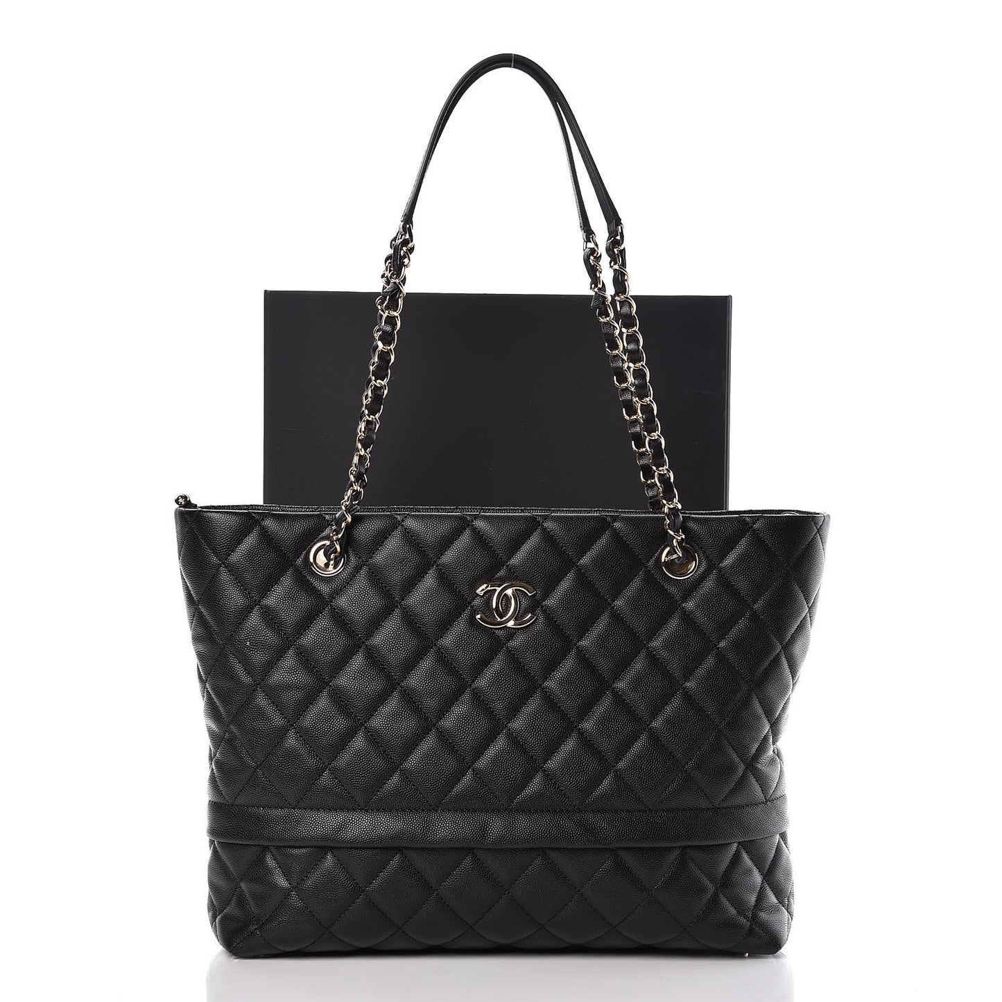 Caviar Quilted Rolled Up Tote Black