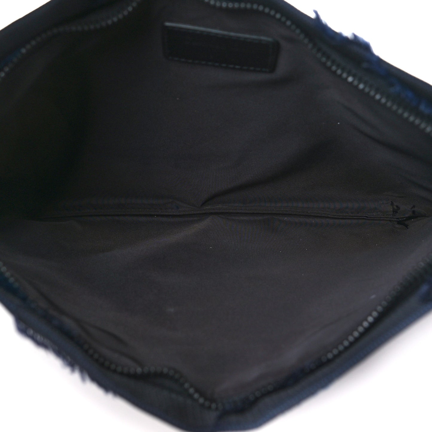 Canvas Embroidered Camouflage Medium Diordouble Zip Pouch Blue