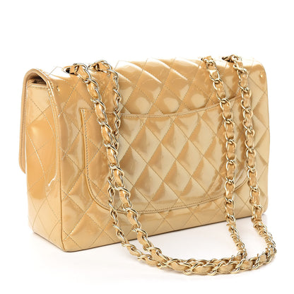 Chanel Patent Quilted Jumbo Single Flap Beige 3 of 12