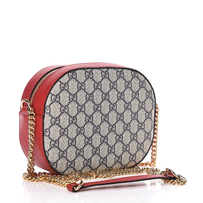 Gucci GG Supreme Monogram Mini Chain Shoulder Bag Beige Blue Hibiscus Red 3 of 10