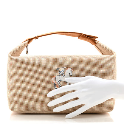 Hermes Canvas Large Bride-A-Brac Cabriole Case Biscuit 2 of 7