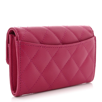 Chanel Caviar Quilted Flap Card Holder Wallet Fuchsia 3 of 9