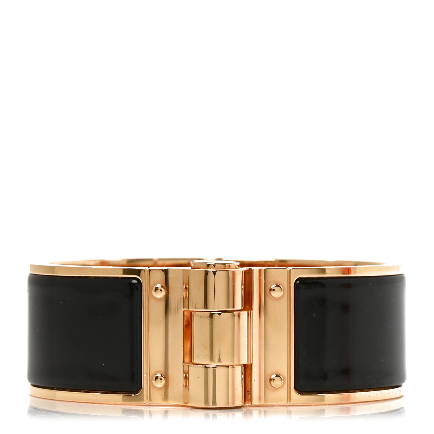 Enamel Charniere Uni Wide Hinged Bracelet M Black