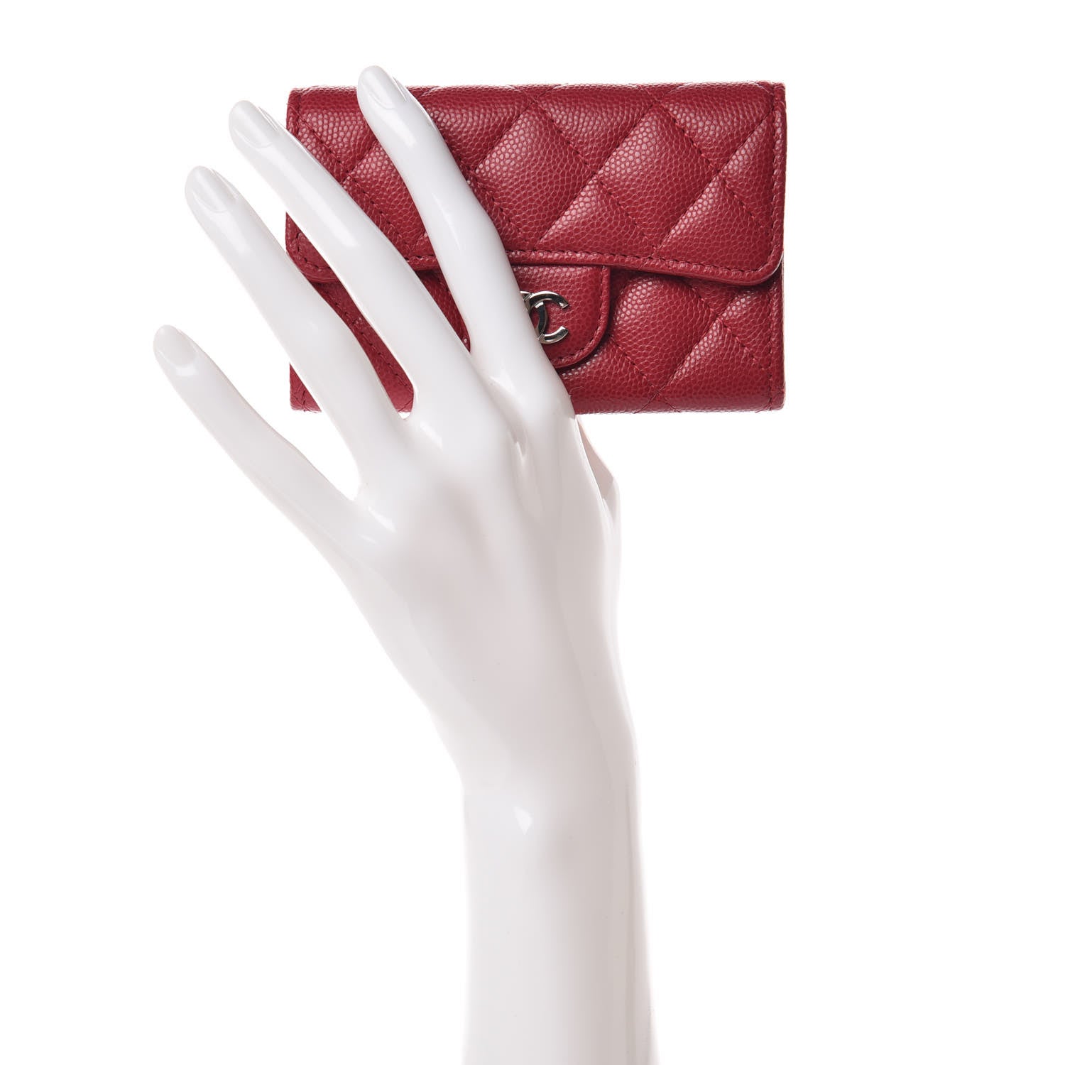 Chanel Caviar Quilted Flap Card Holder Dark Red 2 of 9