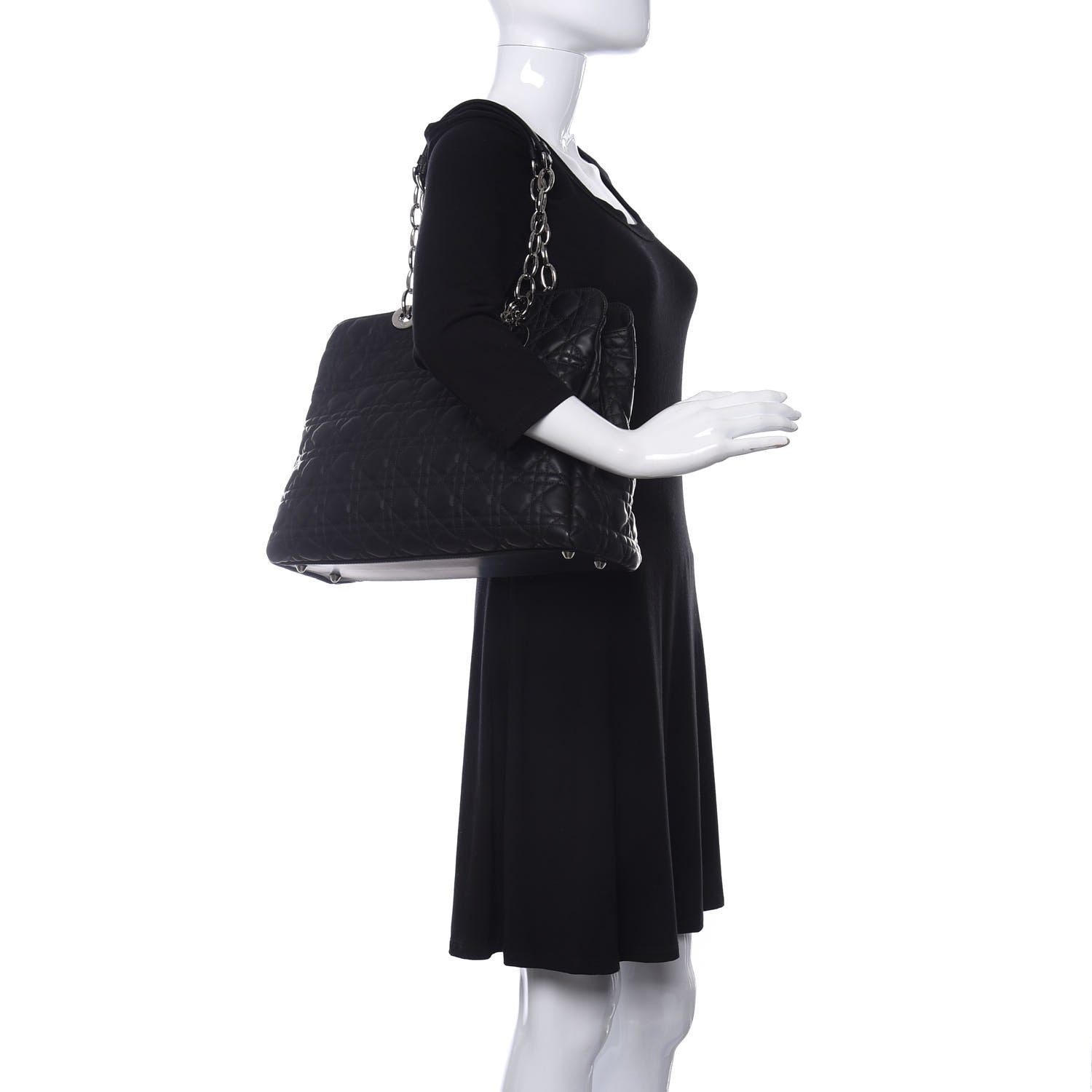 Christian Dior Glazed Calfskin Cannage Large Dior Soft Shopping Tote Black 2 of 10
