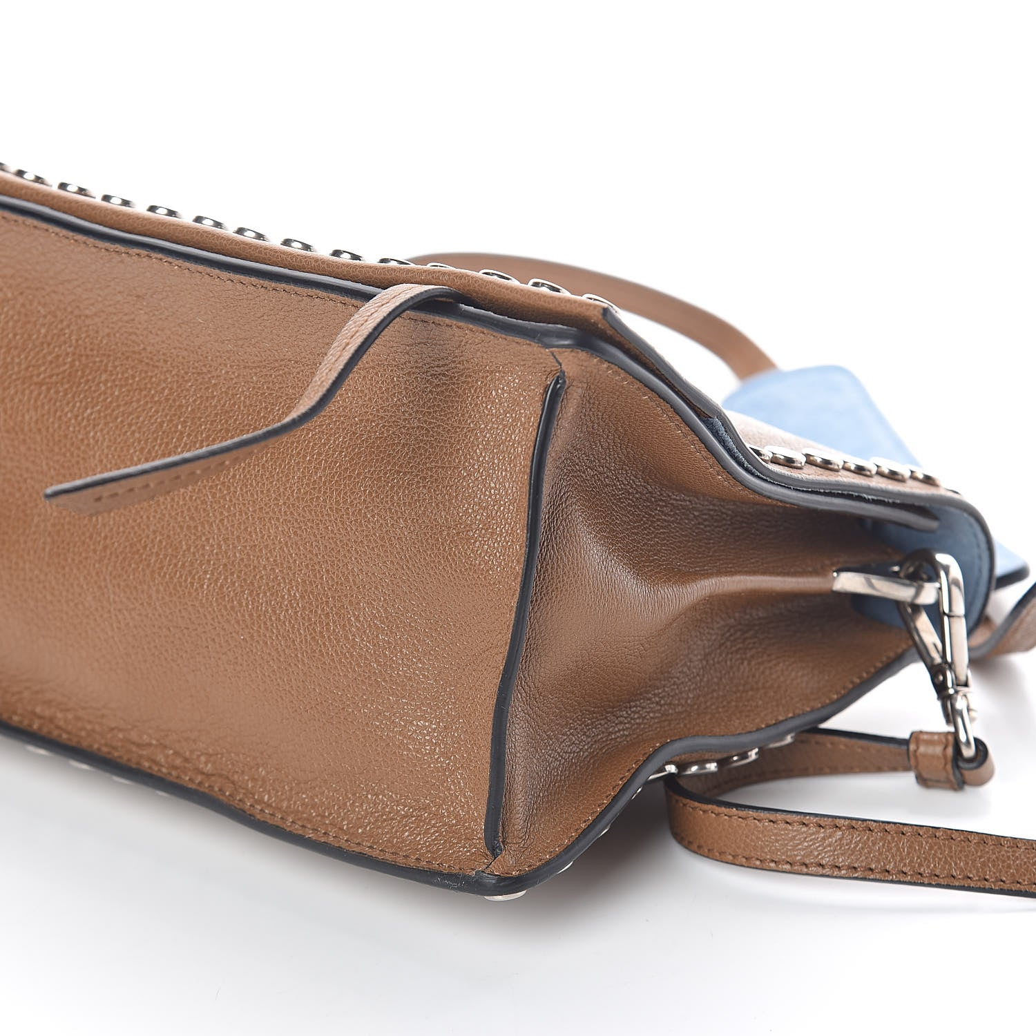 Prada Glace Calfskin Studded Etiquette Flap Cannella 10 of 10