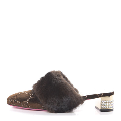 Gucci Mink Velvet GG Monogram Candy Mules 41 Scan Brown Brown 1 of 7