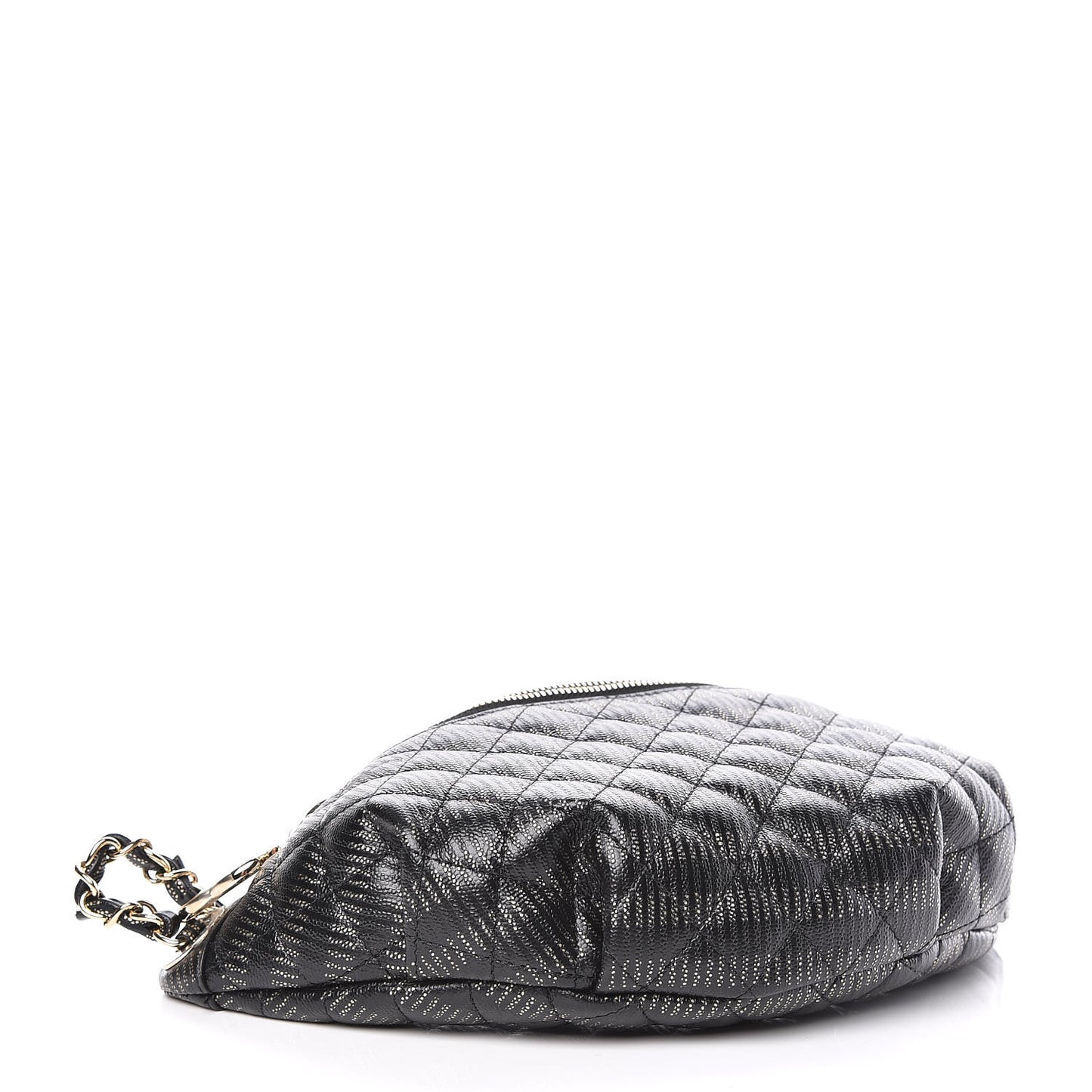 Caviar Quilted Waist Bag Black Gold