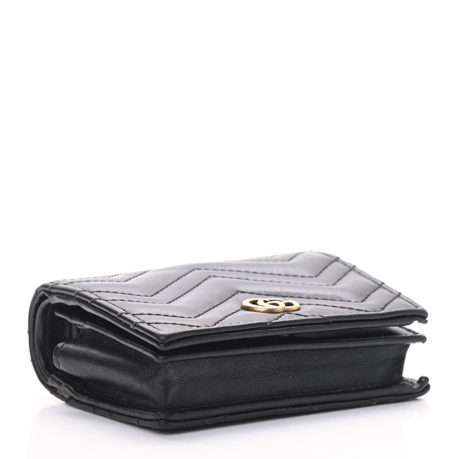 Gucci Calfskin Matelasse GG Marmont Mini Wallet On Chain Black 4 of 8