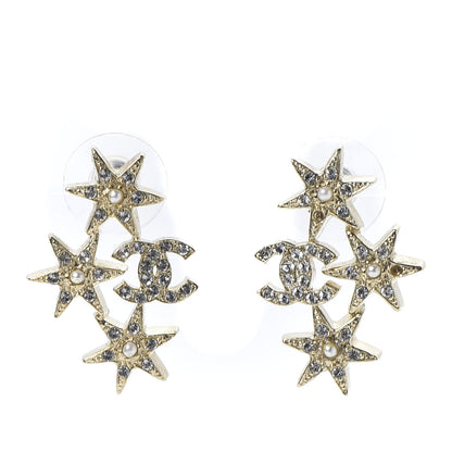 Chanel Crystal Pearl CC Star Earrings Gold 1 of 6