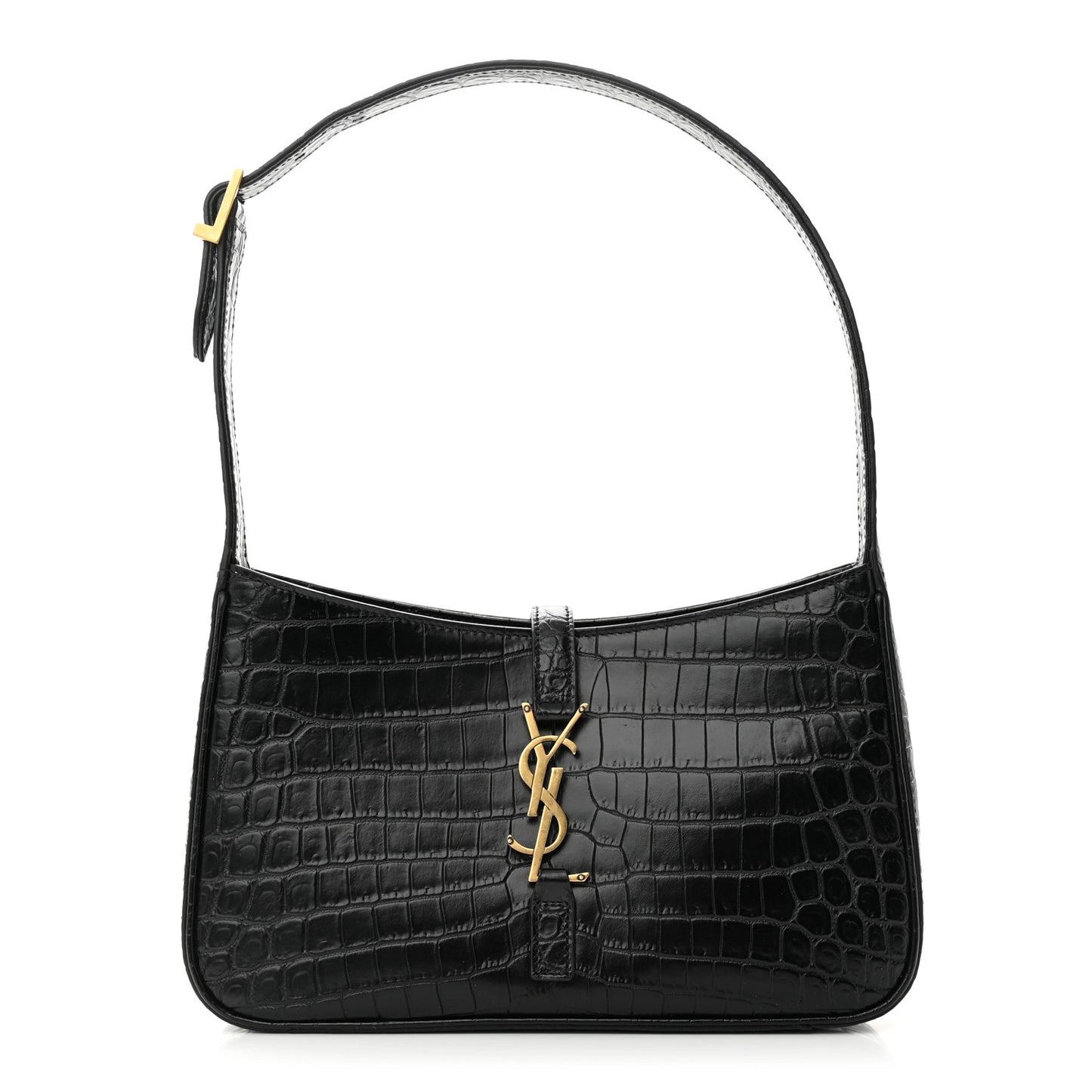 Calfskin Crocodile Embossed LE 5 A 7 Hobo Black