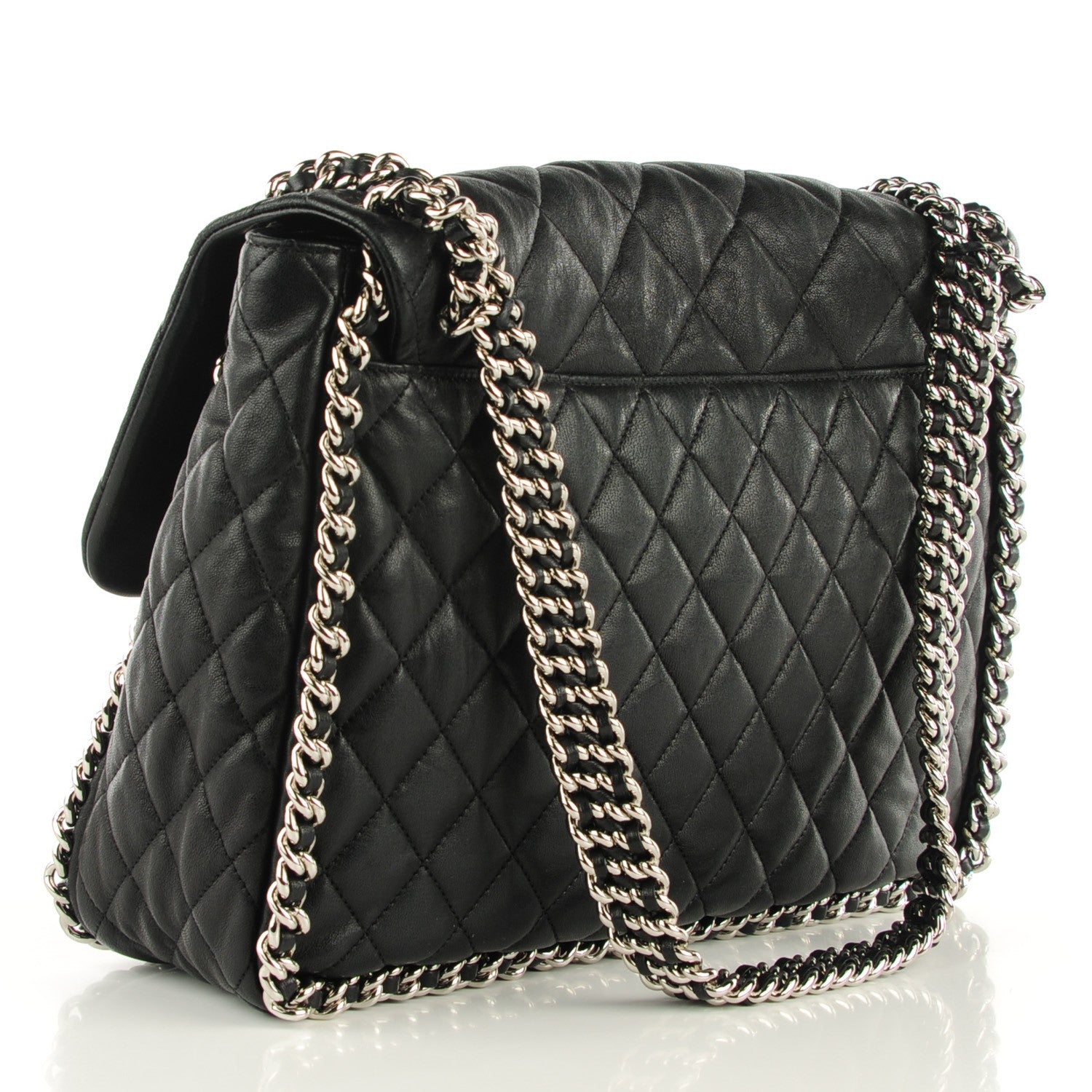 Chanel Crumpled Lambskin Chain Around Maxi Flap Black 3 of 7