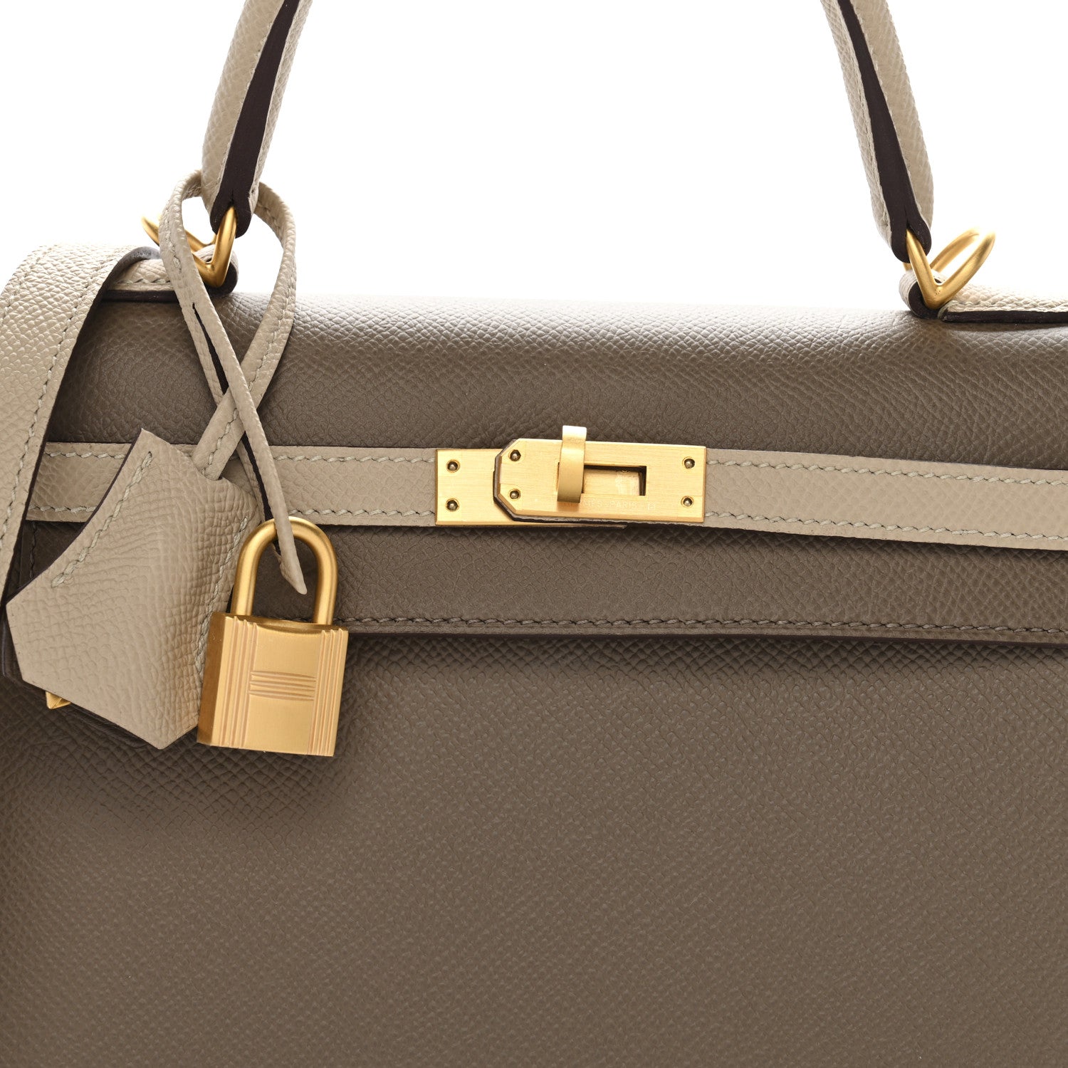 Hermes Epsom Bi-Color Horseshoe Kelly Sellier 25 Etoupe Trench 8 of 10