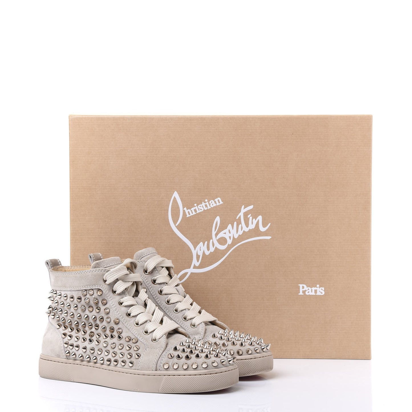 Veau Velours Womens Louis Spikes Flat Sneakers 36 Colombe